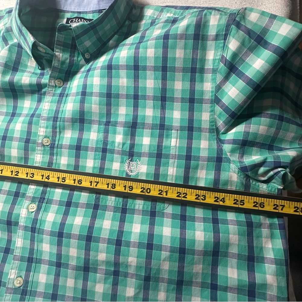 Chaps Easy Care Men's Blue and Green Checkered Shirt 3XL - Picture 12 of 14